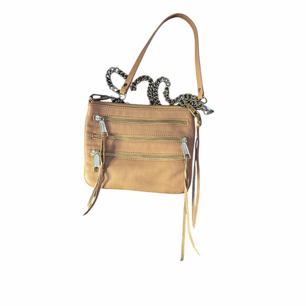 Rebecca Minkoff Tan Crossbody Bag with Zipper Accents